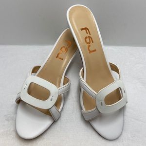 FSJ Open Toe Slide Mules Slip On Low Heel Sandals